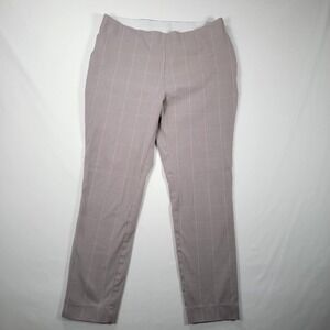 A New Day Pants Womens 8 Taupe Windowpane Plaid Slim Tapered Stretch Side Zip